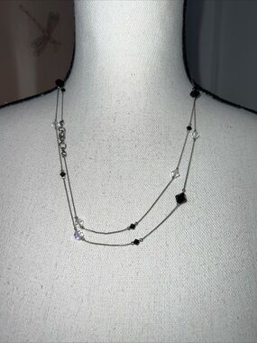 Vintage Black and Clear Austrian Crystal Necklace